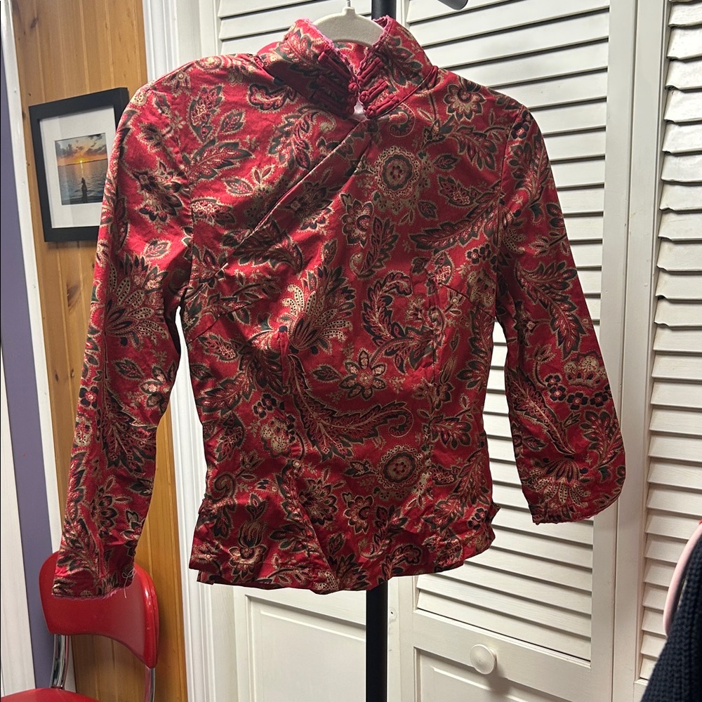 Red and Pink Paisley Top